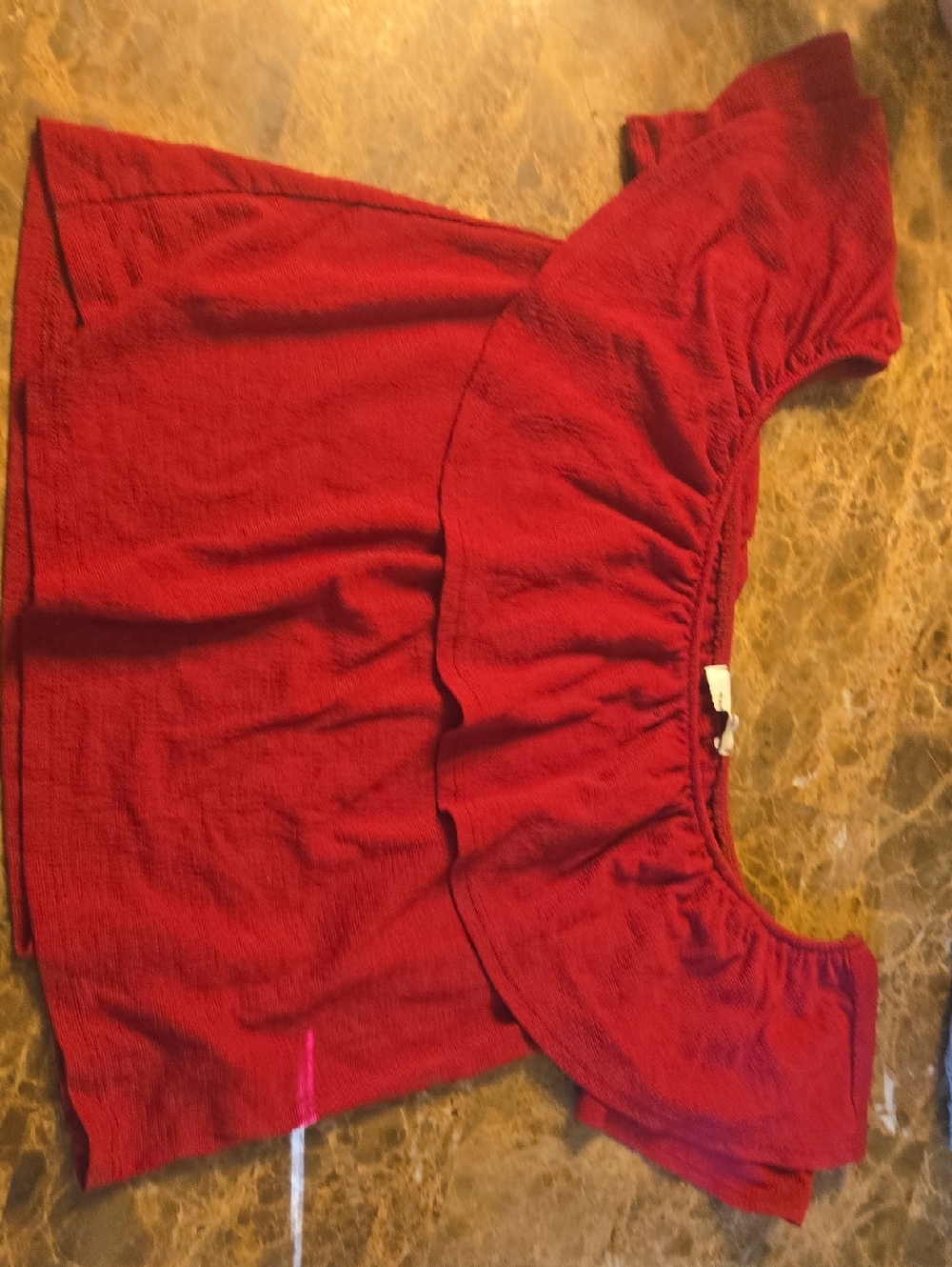 TeenBell Red Ruffle Off-Shoulder Top